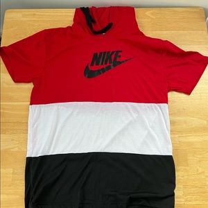 Nike Black Red and White Short Sleeve Hoodie